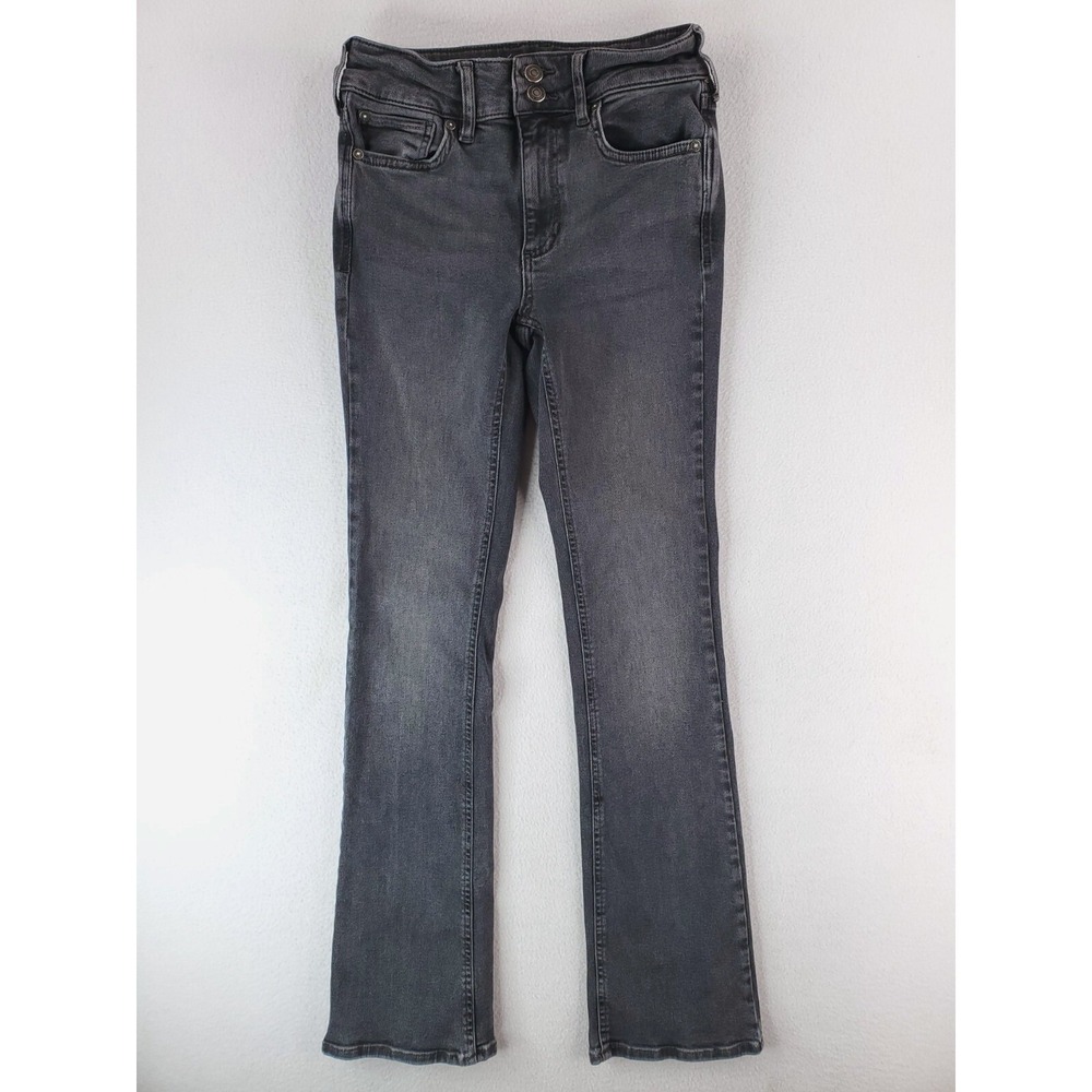 We The Free Jeans Women 27 Gray Charcoal Slim Bootcut Stretch Denim Low Rise Y2K